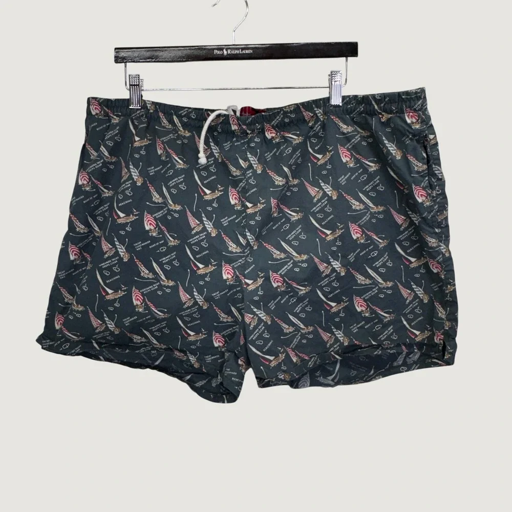 Polo Sport Ralph Lauren Swim Trunks XL Green Sailboat Nautical Yachting Shorts